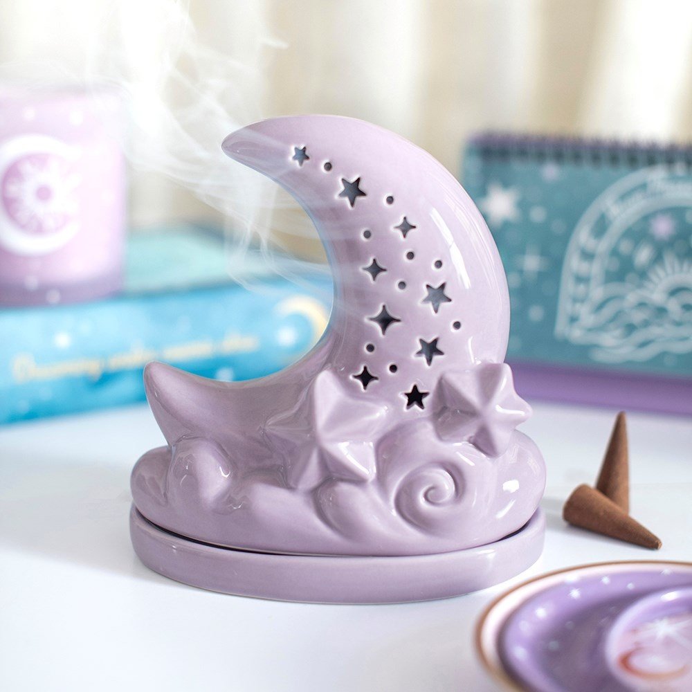 Something Different - Purple Pastel Skies Moon Incense Cone Holder Weihrauchhalter - Lila